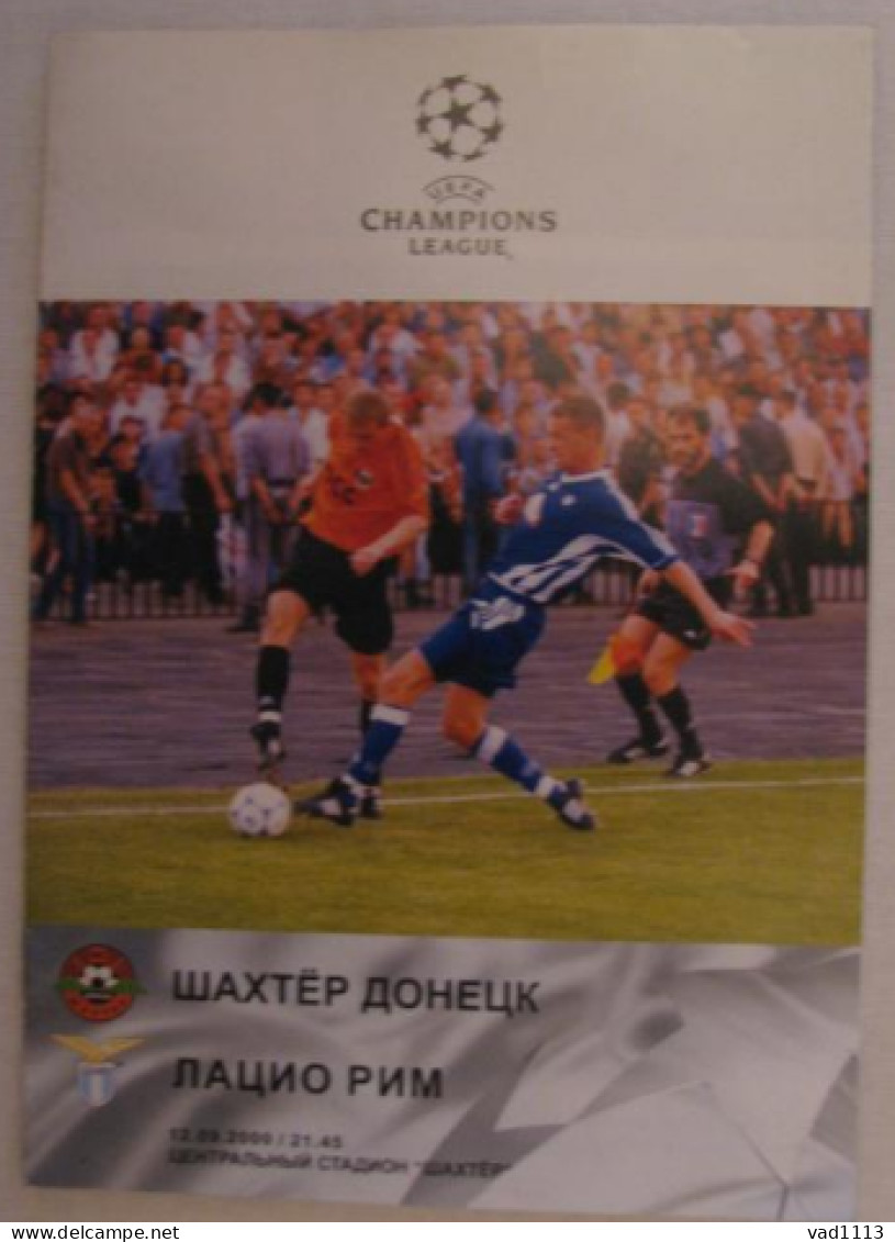 Official Program Champions League 2000-01 Shakhtar Donetsk Ukraine - SS Lazio Italy - Books