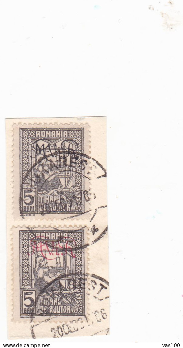 Germany WW1 Occupation In Romania 1917 MViR 5 BANI 2 STAMPS POSTAGE DUE USED FRAGMENT RARE! - Bezetting
