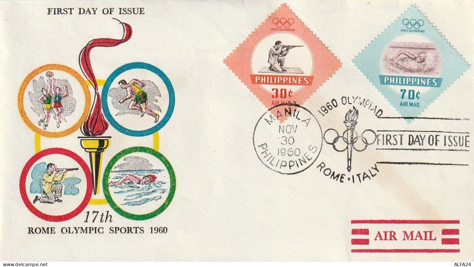 FDC GIOCHI OLIMPICI 1960 FILIPPINE (OG194 - Verano 1960: Roma