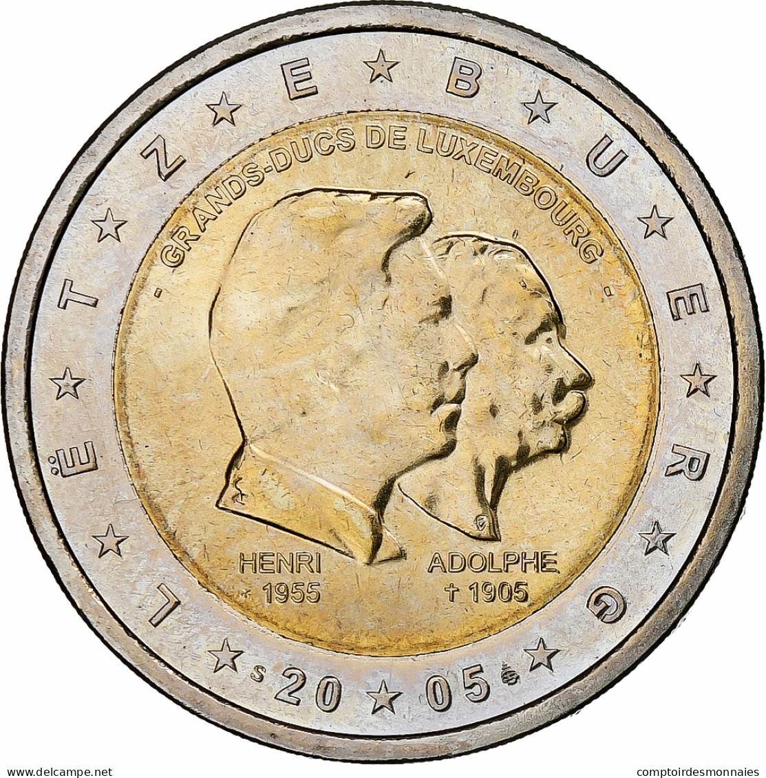Luxembourg, 2 Euro, Henri, Adolphe, 2005, Utrecht, SPL, Bimétallique, KM:87 - Luxembourg