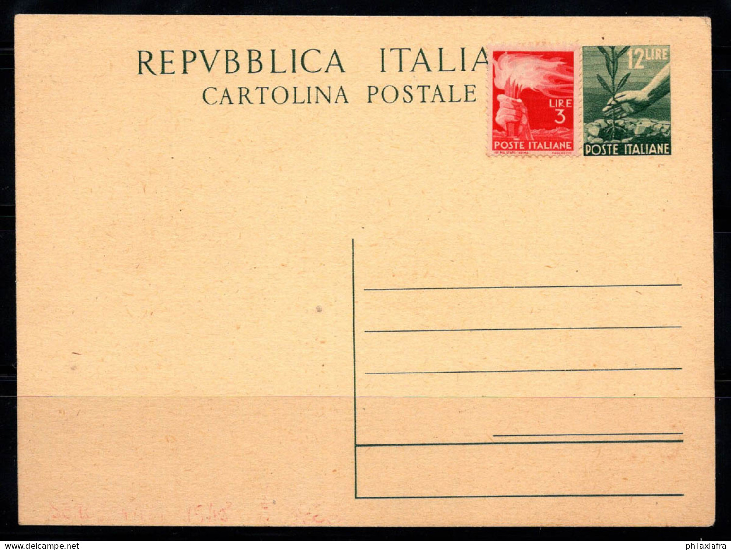 République D'Italie 1948 Entiers Postaux 100% Fil, C'est Moi. C 139 Neuve - Ganzsachen