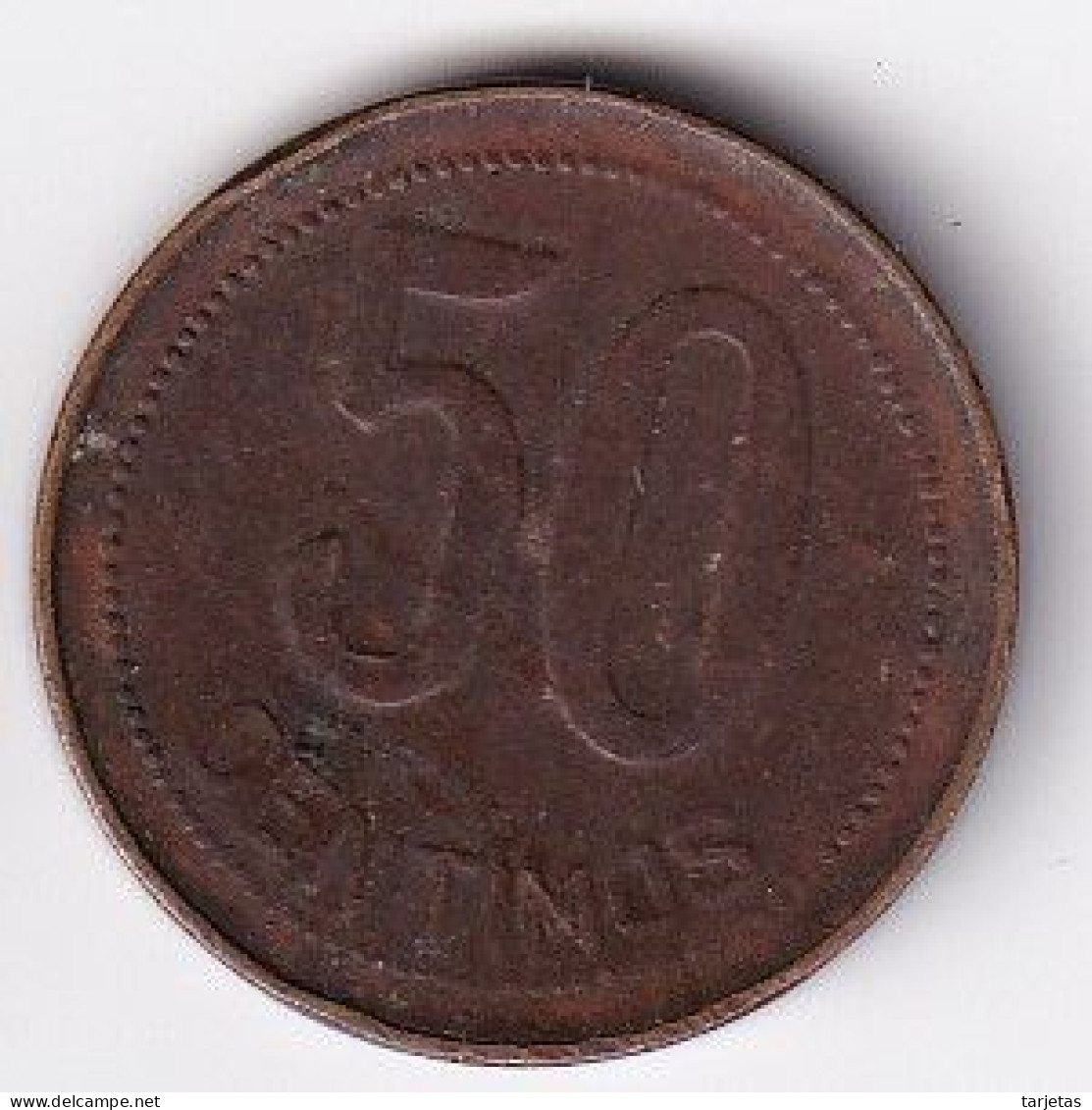 MONEDA DE ESPAÑA DE 50 CENTIMOS DEL AÑO 1937 (COIN) REPUBLICA ESPAÑOLA - 50 Centiemos
