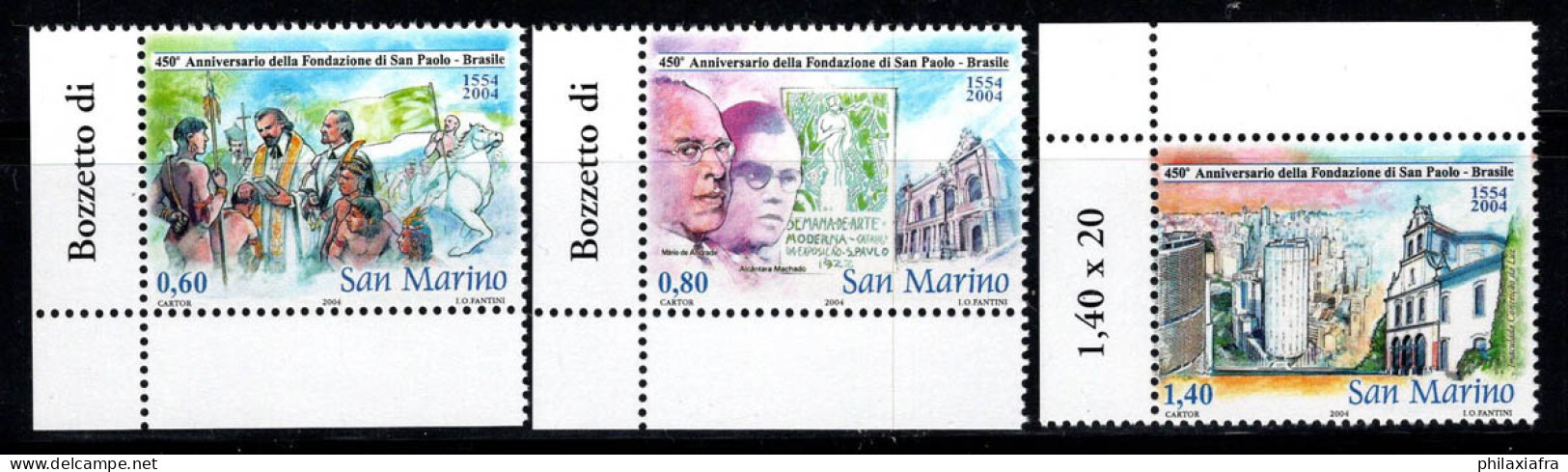 Saint-Marin 2004 Sass. 2012-2014 Neuf ** 100% Fondation - Unused Stamps