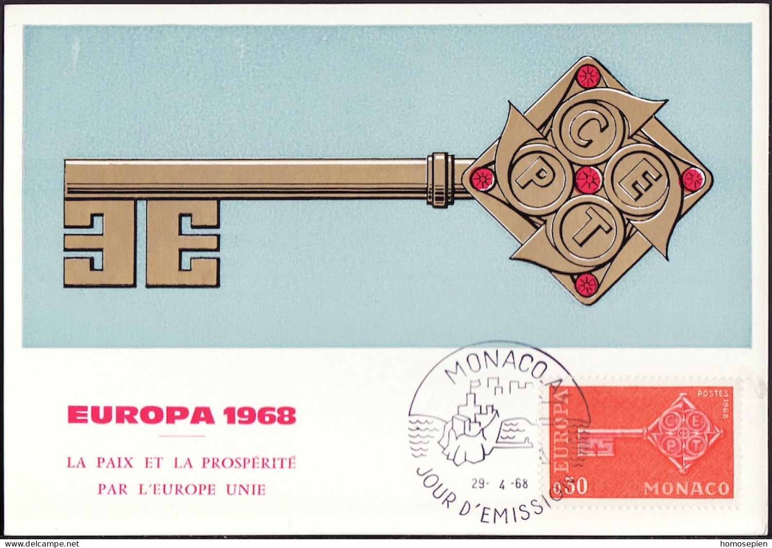 Europa CEPT 1968 Monaco CM Y&T N°749 - Michel N°MK879 - 30c EUROPA - 1968