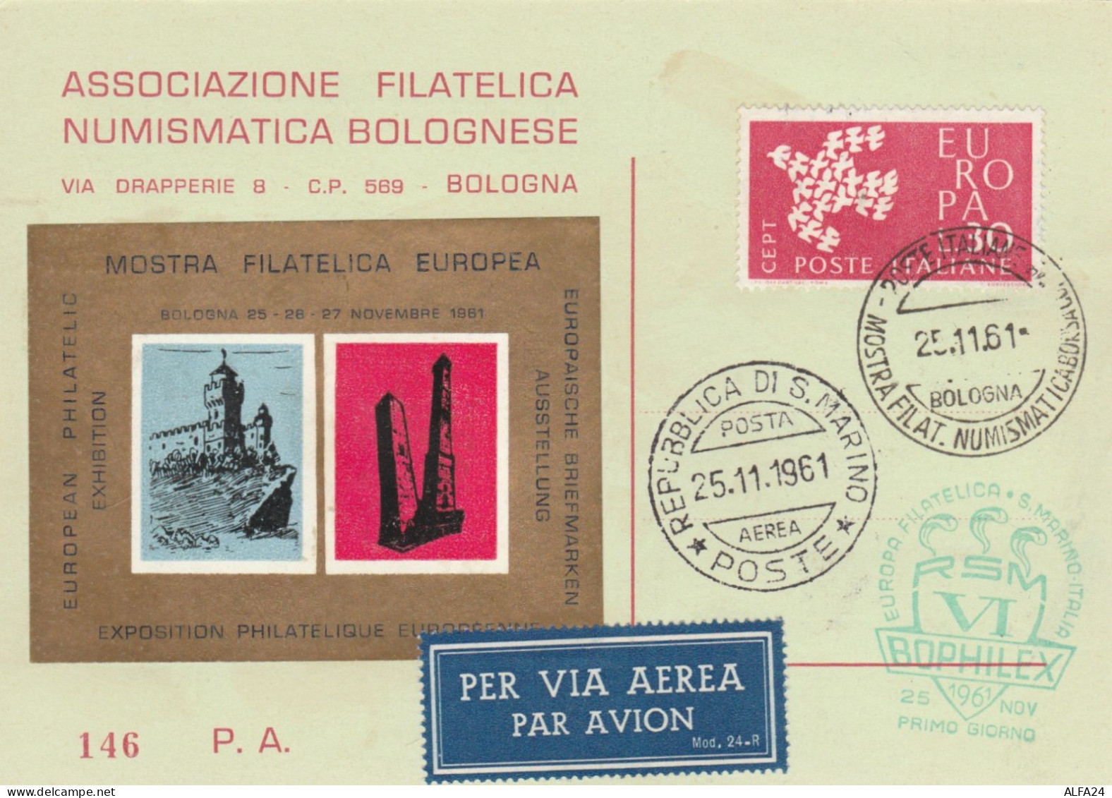 BUSTA  REP.SAN MARINO 1961 BOPHILEX (TY2232 - Briefe U. Dokumente