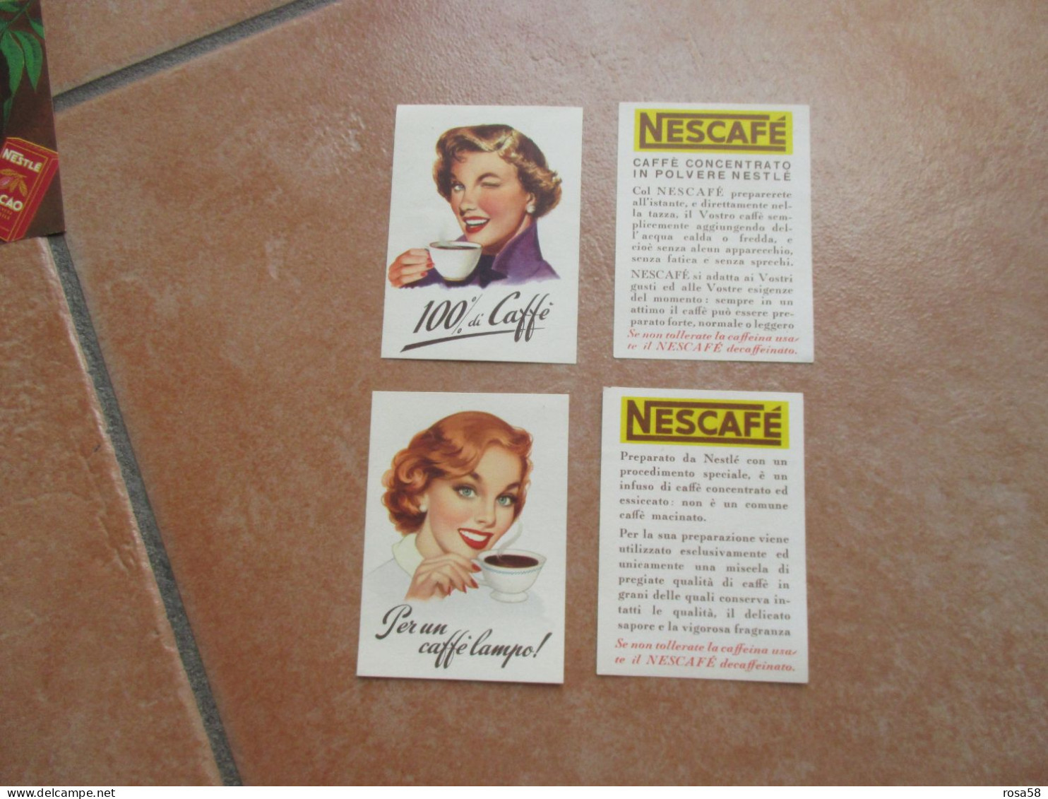 NESCAFè N.2 Figurine Anni 50 100% Caffè + Per Un Caffè Lampo PUBBLICITARIE - Cafés & Chicorées