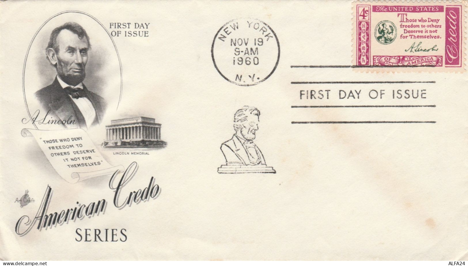 FDC 1960 STATI UNITI AMERICAN CREDO  (XM401 - 1951-1960