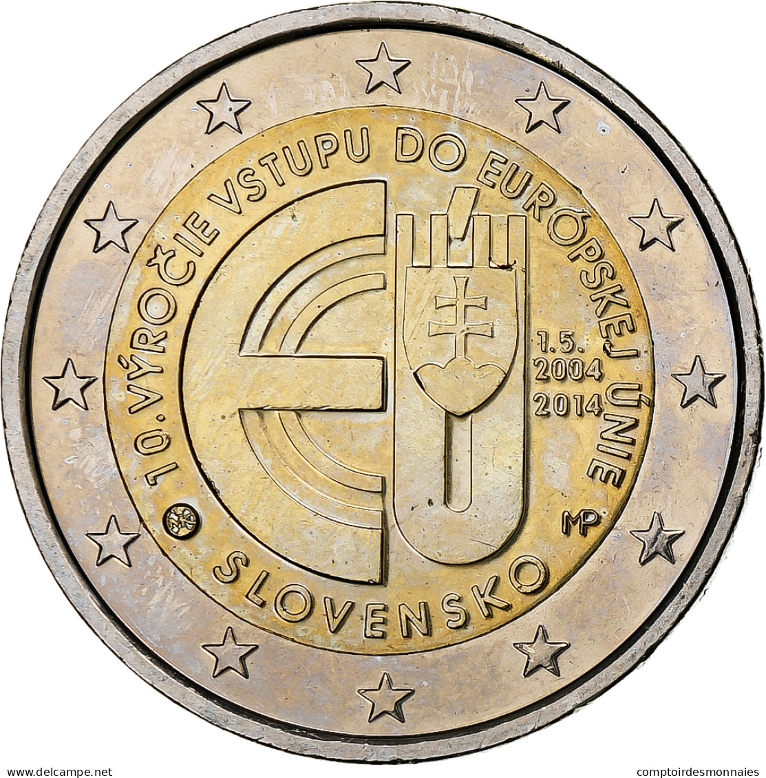 Slovaquie, 2 Euro, 10ème Anniversaire De L Adhesion à L' UE, 2014, SPL - Slovakia