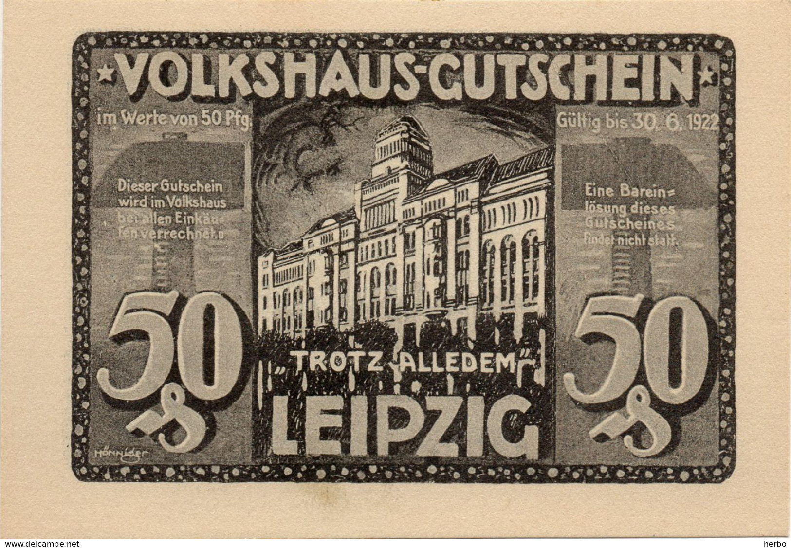 Bons de nécessité Allemand 50 Pfennig, République de Weimar. Ville de LEIPZIG. Gutschein. 12 bons différents NEUFS.