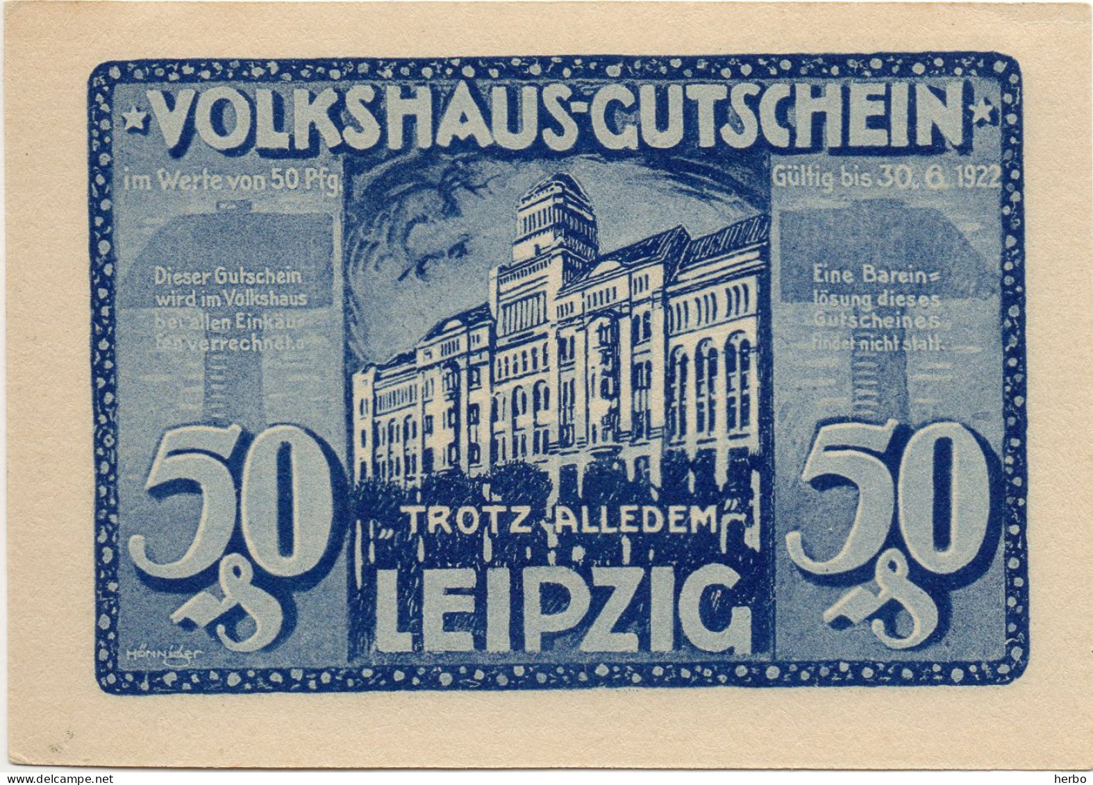 Bons de nécessité Allemand 50 Pfennig, République de Weimar. Ville de LEIPZIG. Gutschein. 12 bons différents NEUFS.