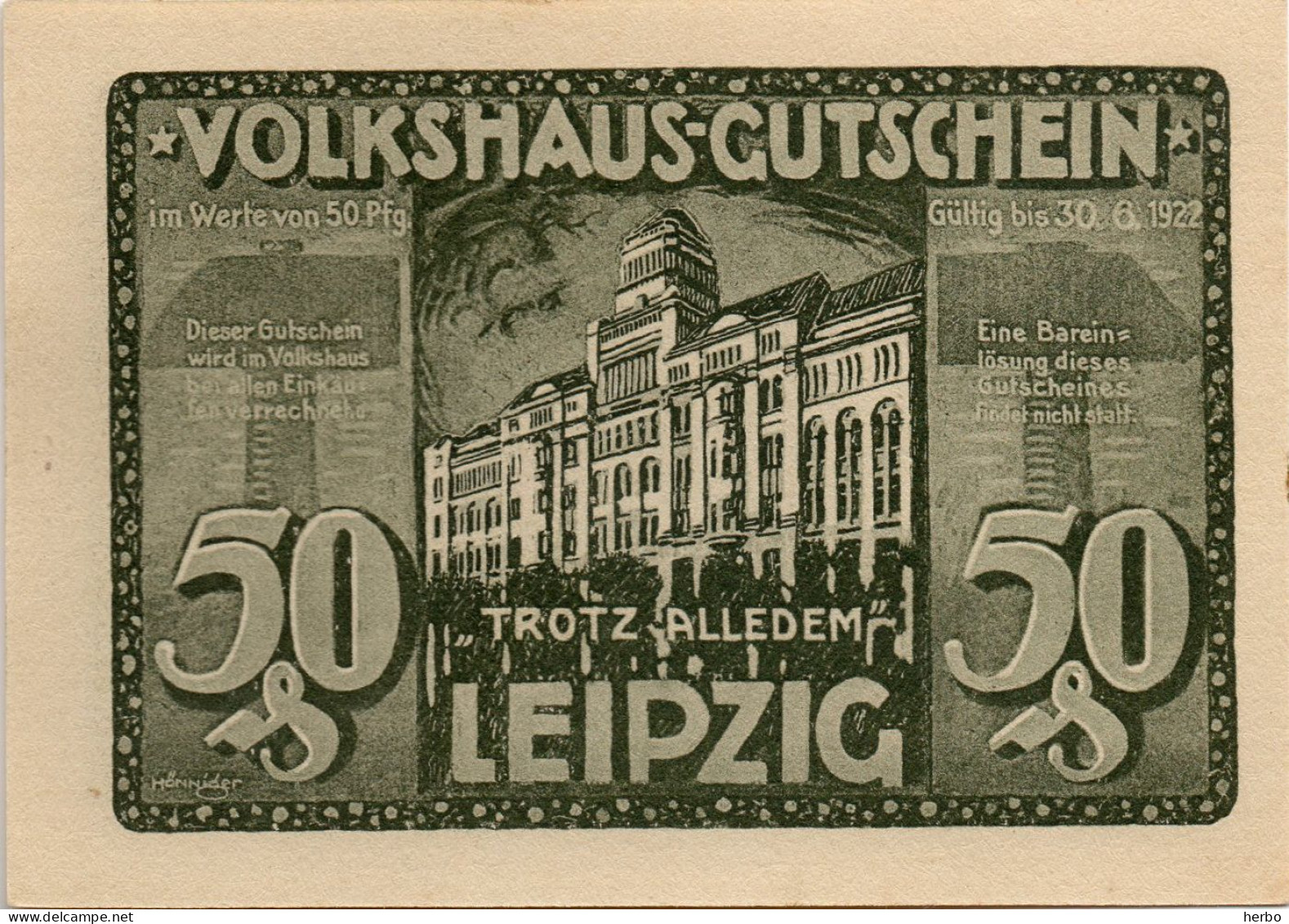 Bons de nécessité Allemand 50 Pfennig, République de Weimar. Ville de LEIPZIG. Gutschein. 12 bons différents NEUFS.