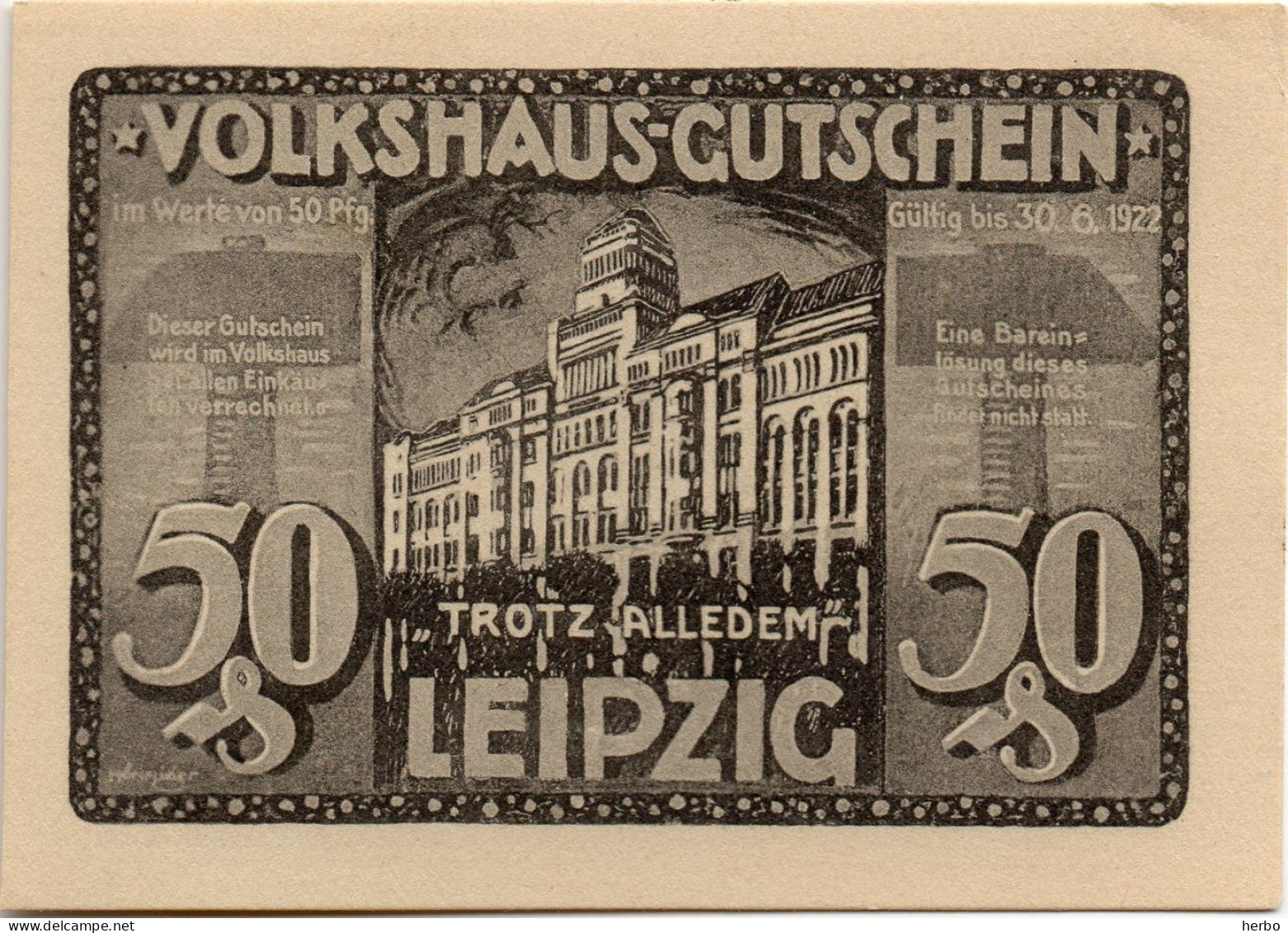 Bons de nécessité Allemand 50 Pfennig, République de Weimar. Ville de LEIPZIG. Gutschein. 12 bons différents NEUFS.