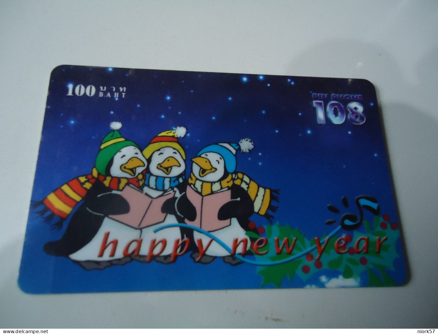 THAILAND USED  CARDS PIN 108  HAPPY NEW YEAR  BIRDS - Natale