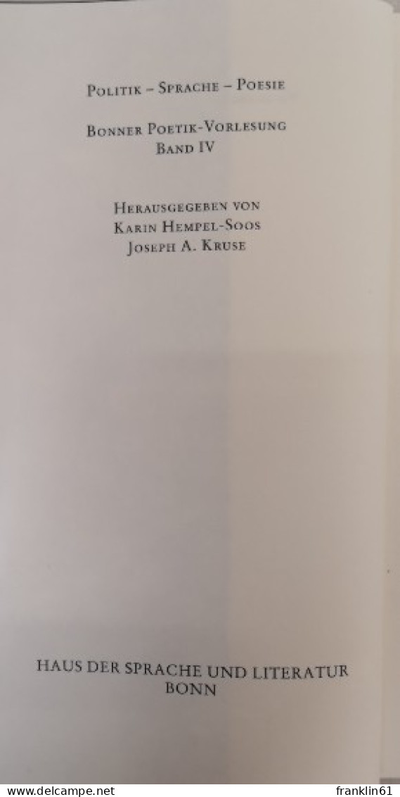 Was Ist Eine Gute Regierungserklärung. Grundriß Einer Politischen Poetik. - Politique Contemporaine