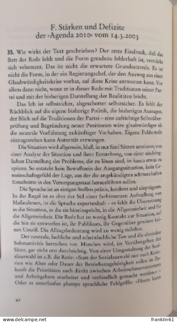 Was Ist Eine Gute Regierungserklärung. Grundriß Einer Politischen Poetik. - Politique Contemporaine