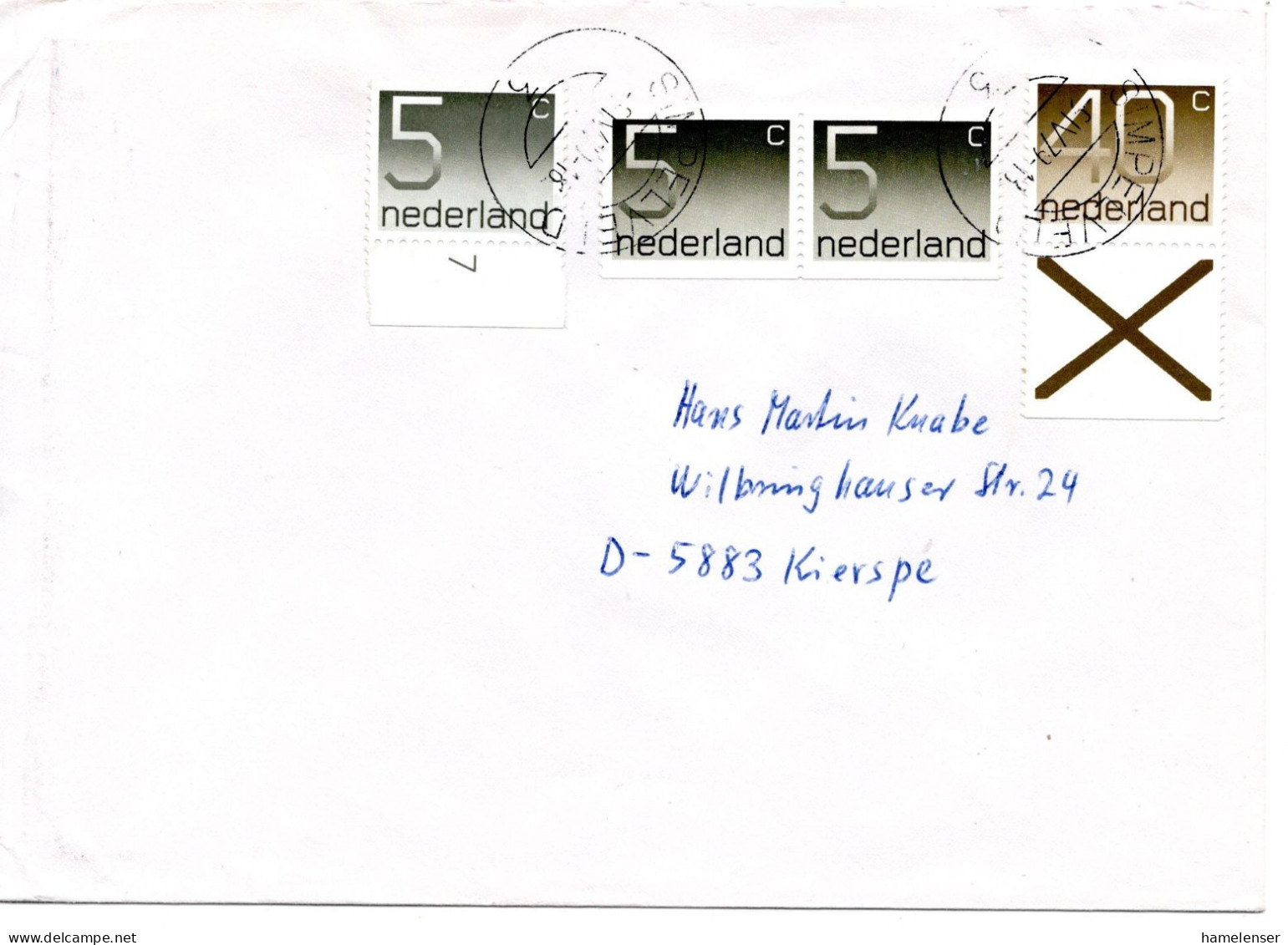 73263 - Niederlande - 1979 - 40c Ziffer Zdr MiF A Bf SIMPELVELD -> Westdeutschland - Lettres & Documents