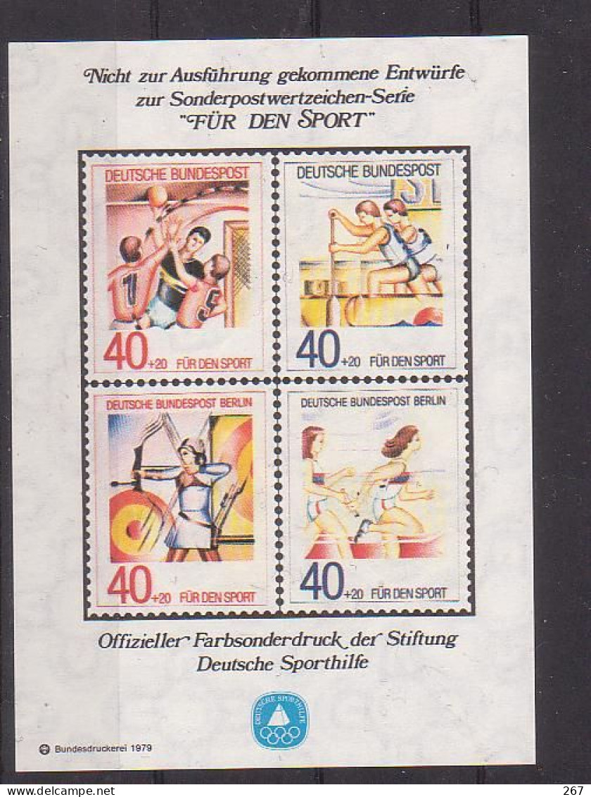 ALLEMAGNE  Projet Non Retenu Carnet  * *  1979  Handball Canoe Tir A L Arc Course Relai - Tiro Con L'Arco