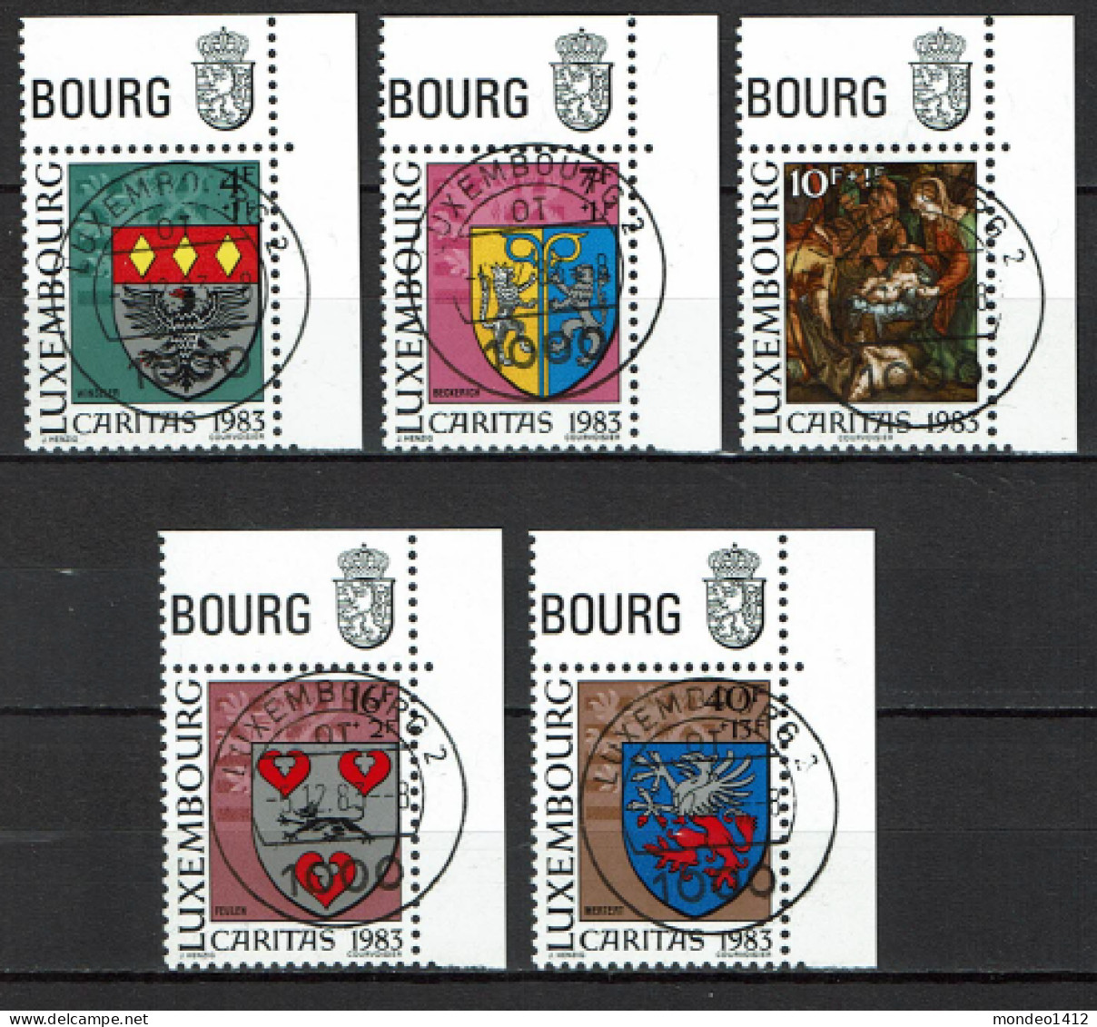 Luxembourg 1983 - YT 1036/1040 - Town Arms - Caritas Issue, Armoiries Communales, Wappenschilde - Usati