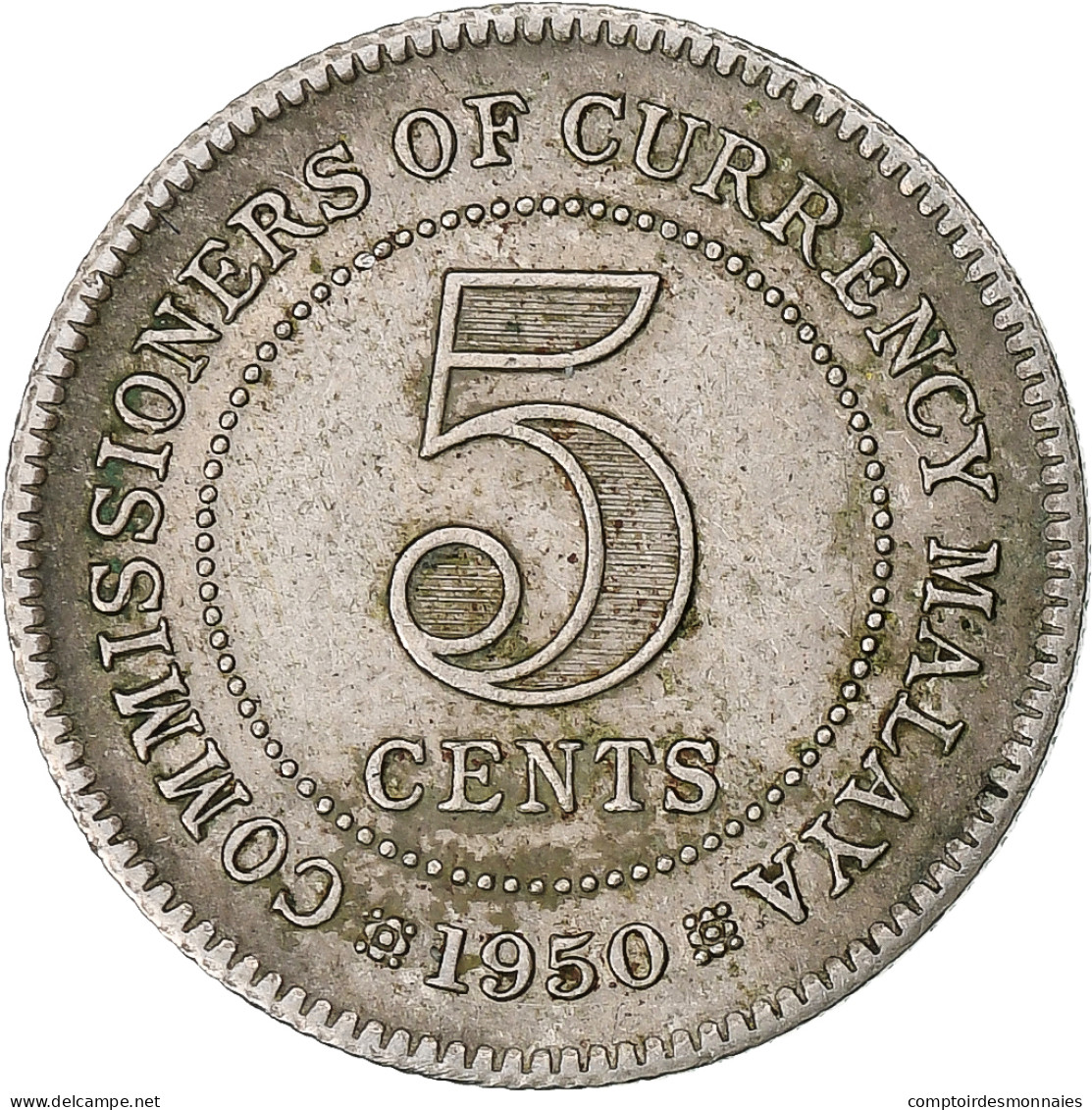 Monnaie, Malaisie, 5 Cents, 1950, TTB, Cupro-nickel, KM:7 - Malaysia