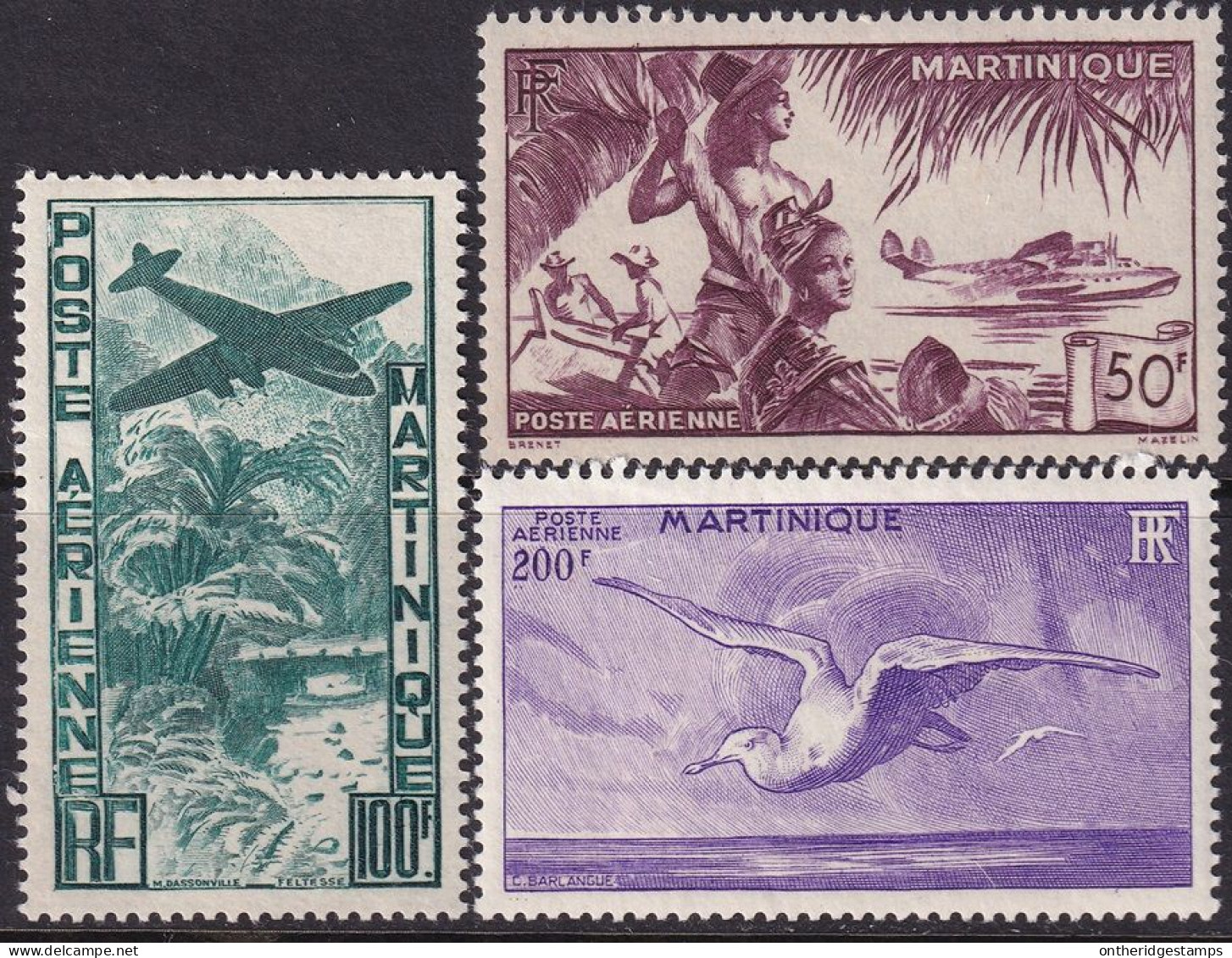 Martinique 1947 Sc C10-2 Yt PA13-5 Air Post Set MH* - Aéreo