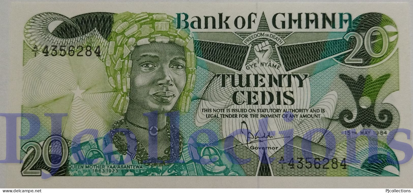 GHANA 20 CEDIS 1984 PICK 24a UNC PREFIX "A/1" - Ghana