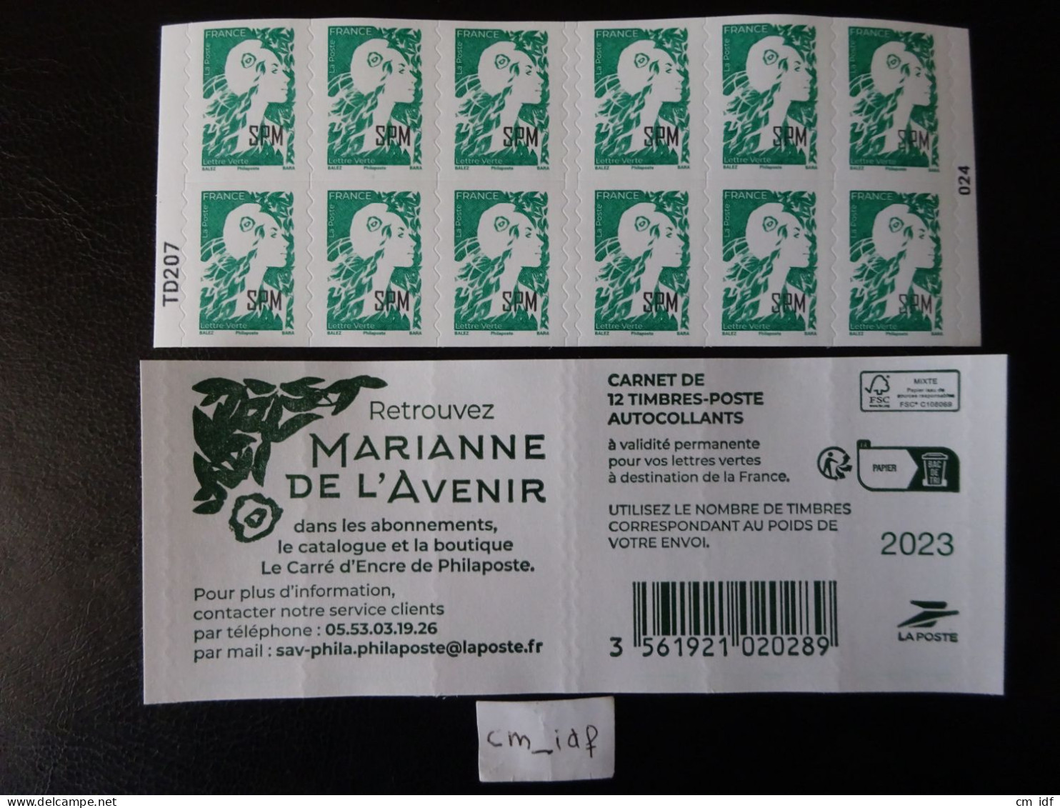 Carnet 12 timbres Marianne l'engagée - Lettre Verte - Couverture Carnet de  timbres suivis - La Poste
