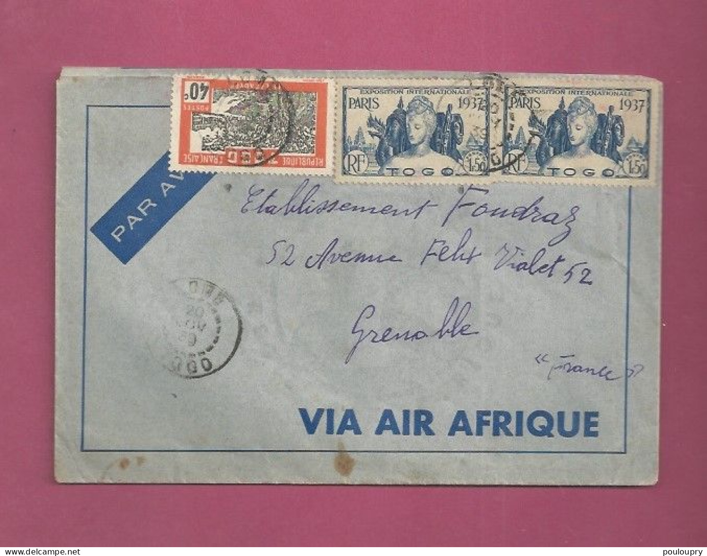 Lettre Par Avion De 1939 Pour La France - YT N° 134 Et 170 X 2 - Exposition Internationale De Paris - Storia Postale