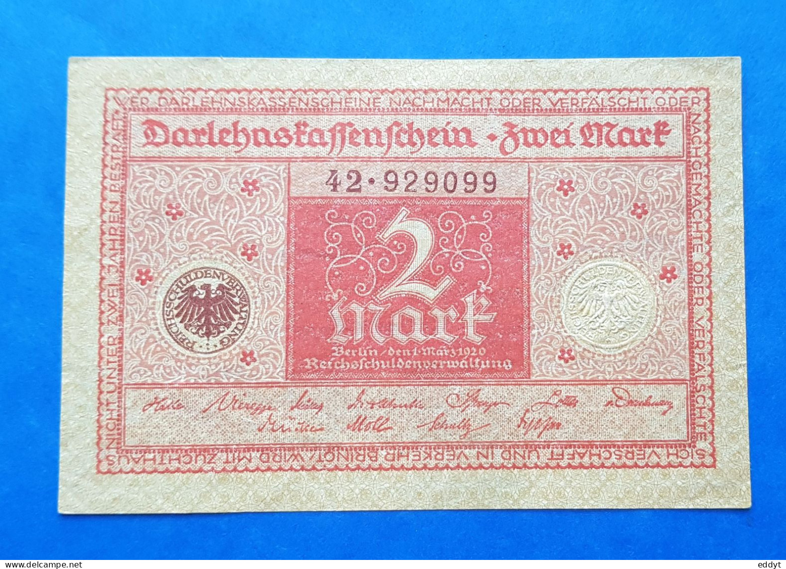 1 BILLETS ALLEMAND - 2 MARK - 1920  - NEUF - 20.000 Mark