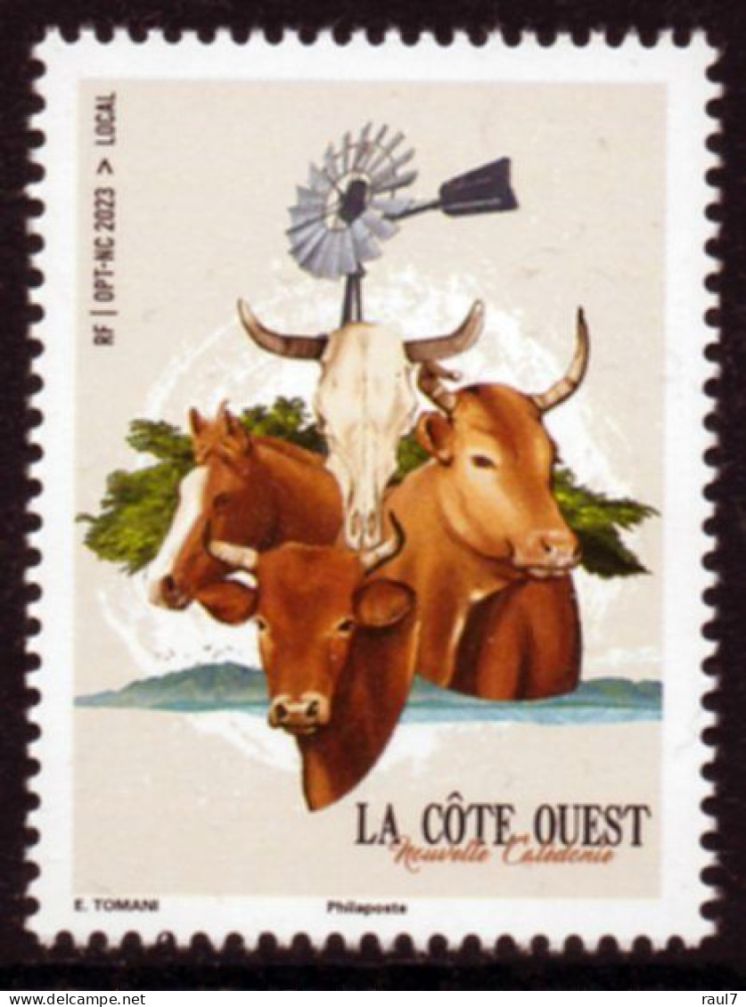 Nouvelle-Calédonie 2023 - Animaux Bovins, Cheval, La Côte Ouest - 1 Val Neuf // Mnh - Neufs