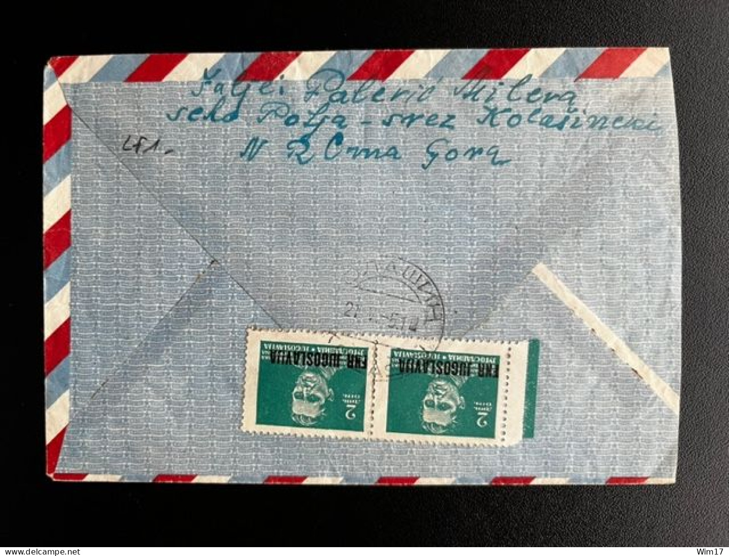 JUGOSLAVIJA YUGOSLAVIA 1951 REGISTERED LETTER KOLASIN TO PARIS 21-05-1951 - Cartas & Documentos