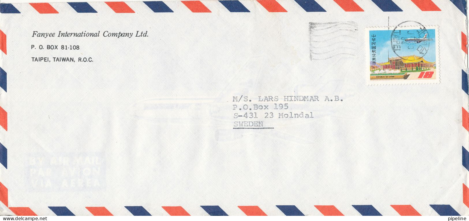 Taiwan Air Mail Cover Sent To Sweden 30-6-1984 Single Franked - Luftpost