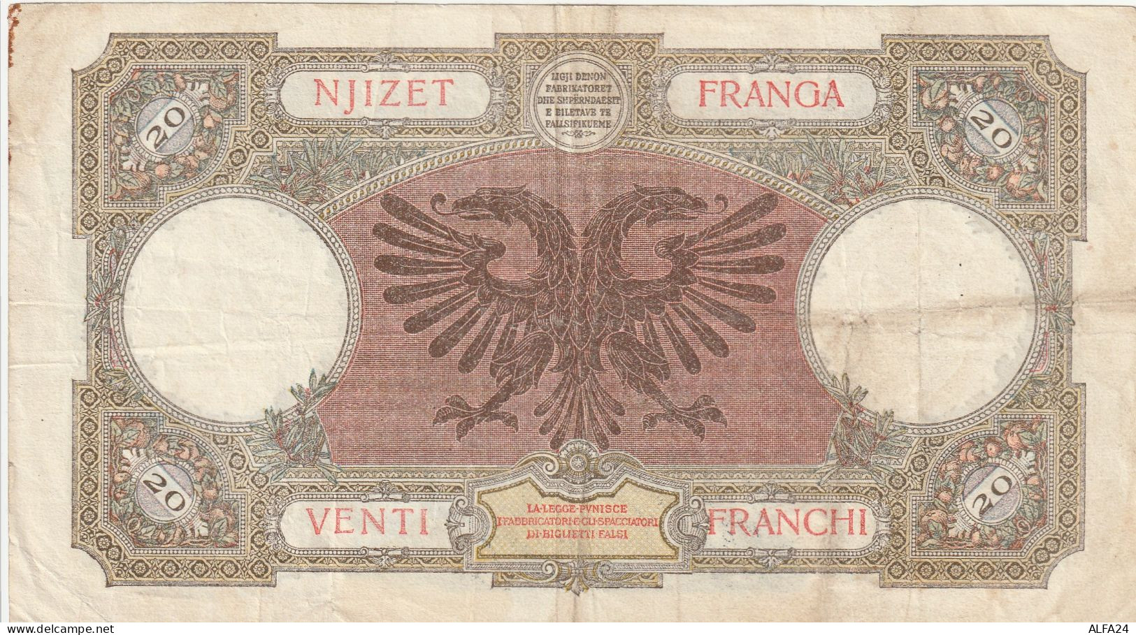 BANCONOTA 20 FRANCHI ALBANIA VF  (B_336 - Albanië