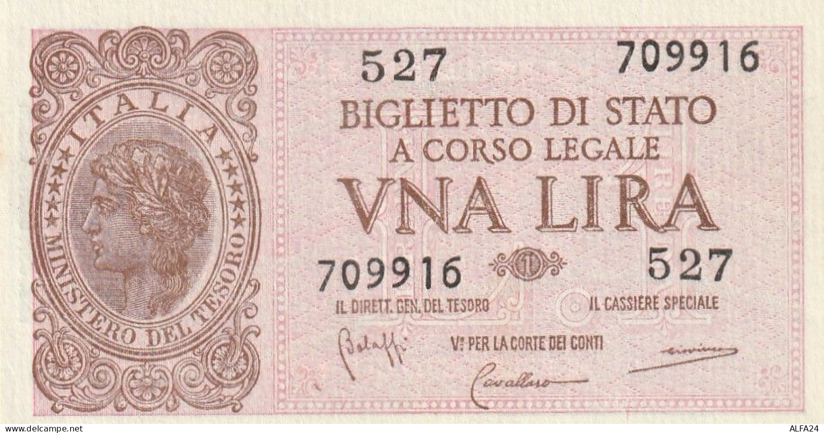 BANCONOTA ITALIA BIGLIETTO STATO 1 UNC  (B_279 - Italia – 1 Lira