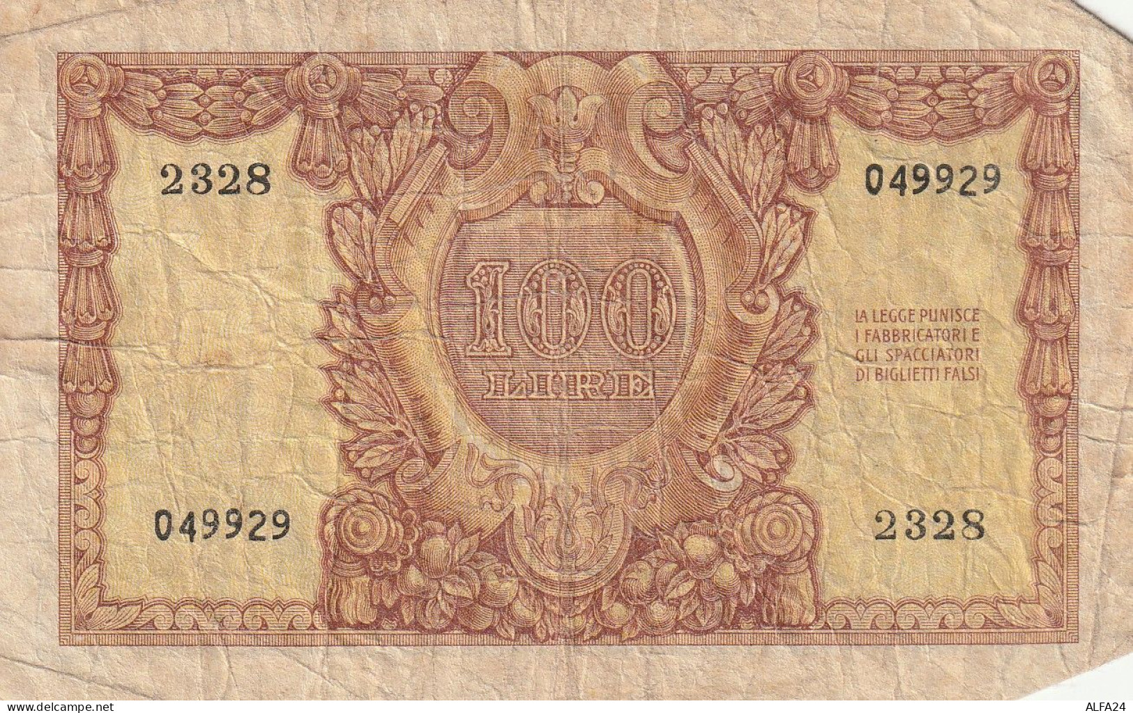 BANCONOTA ITALIA BIGLIETTO STATO 100 VF  (B_183 - 100 Liras