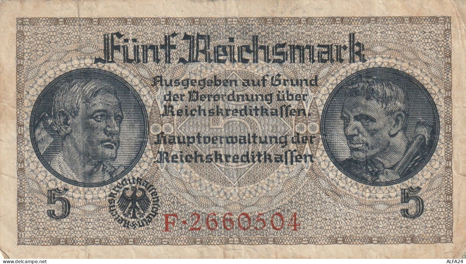 BANCONOTA GERMANIA 5 REICHSMARK VF  (B_80 - 5 Reichsmark