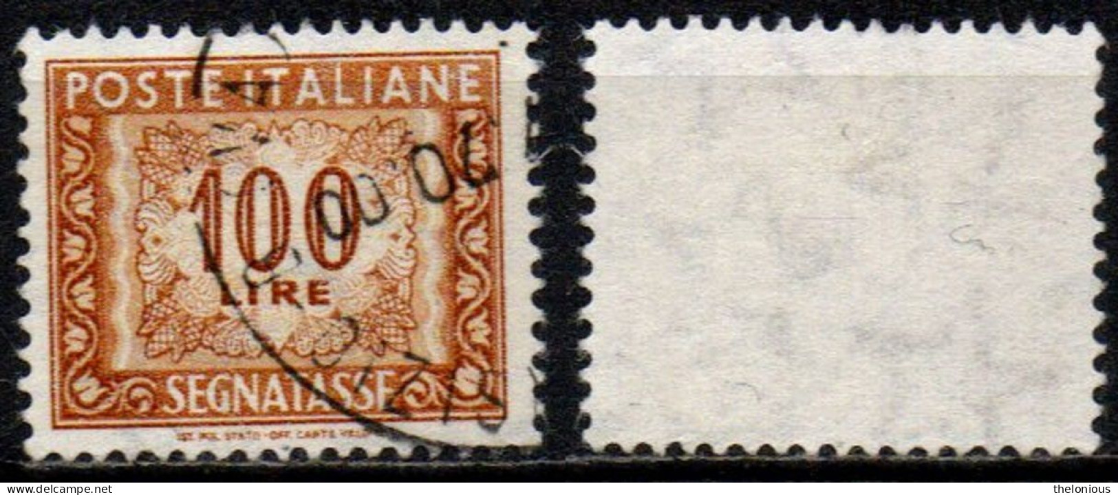 # 1955 Italia Repubblica Segnatasse 100 Lire Usato Filigrana Stelle 2° Tipo - Postage Due