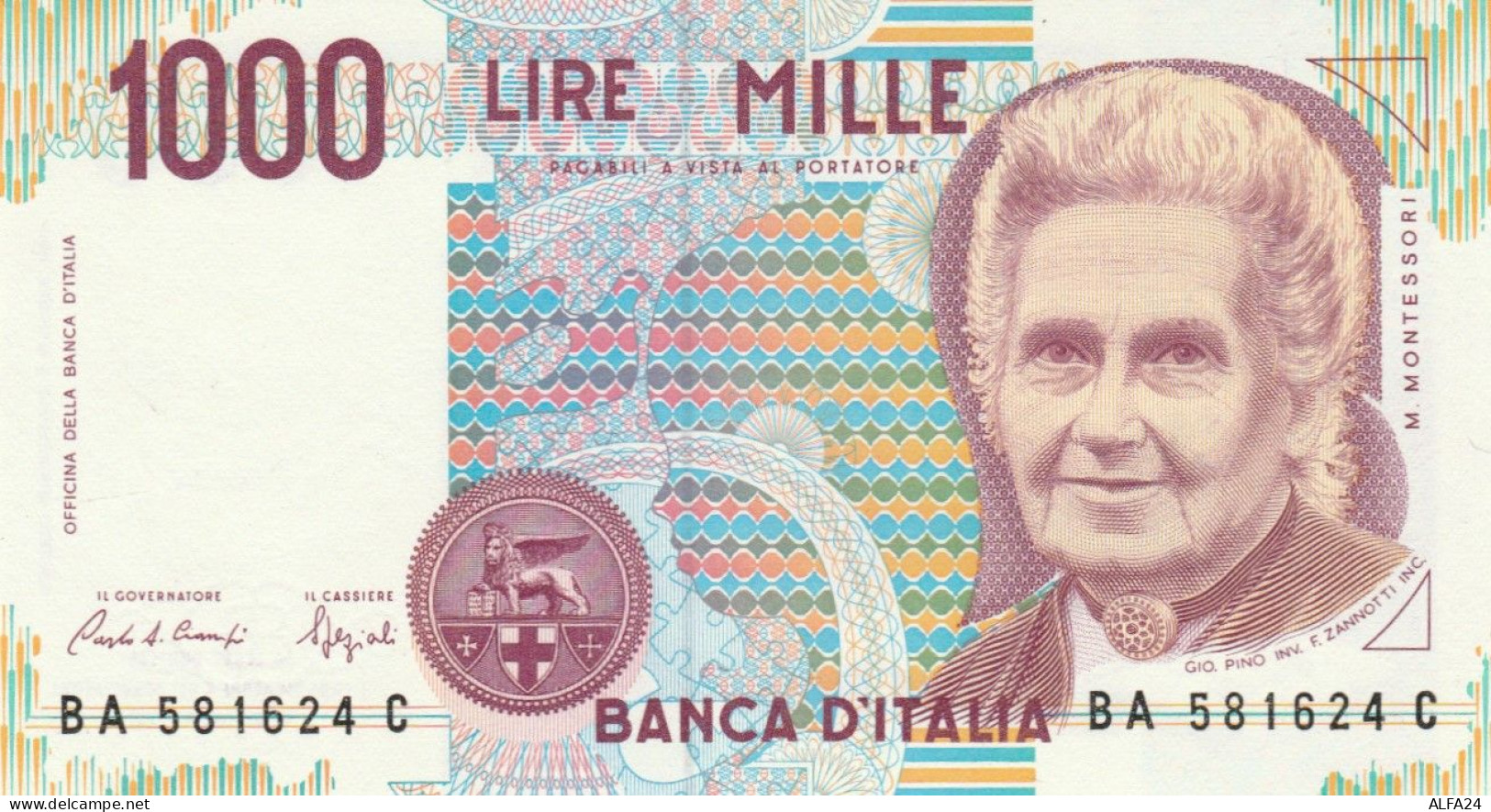 BANCONOTA  ITALIA 1000 LIRE MONTESSORI -  UNC (BN53 - 1.000 Lire