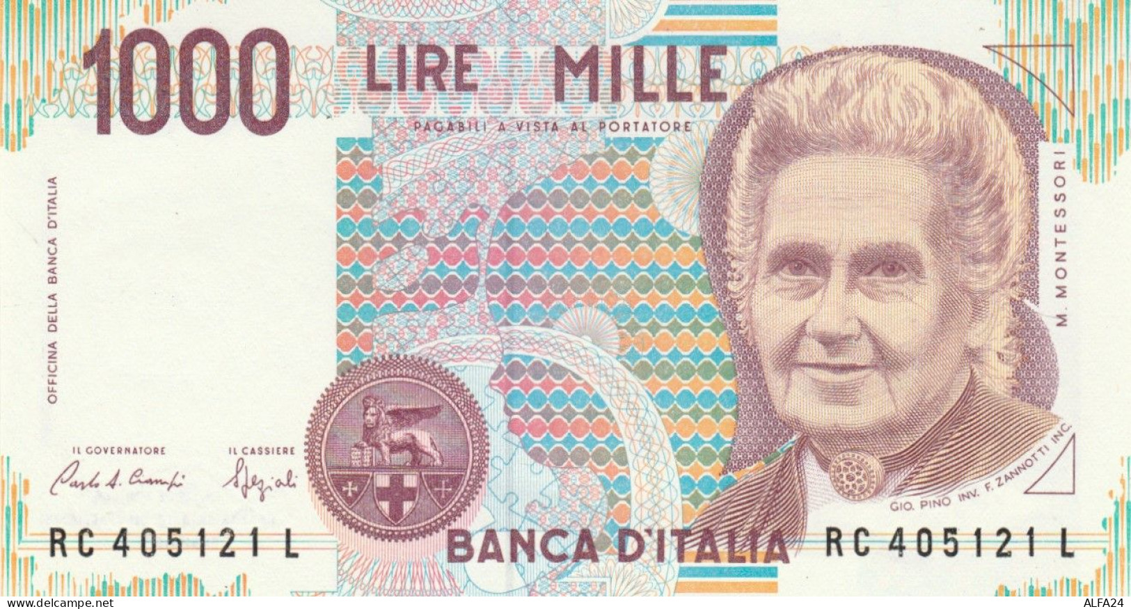 BANCONOTA  ITALIA 1000 LIRE MONTESSORI -  UNC (BN45 - 1.000 Lire