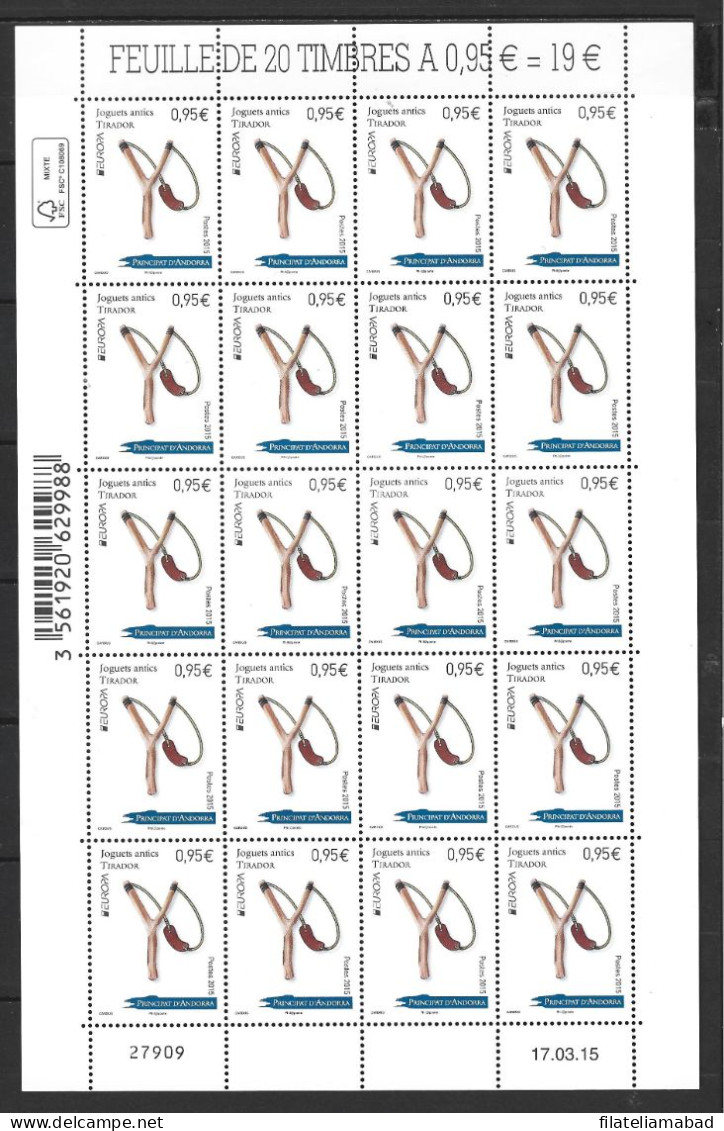 ANDORRA CORREO FRANCES Nº 767 20 SELLOS NUEVOS HOJA ENTERA (C.H) - Used Stamps