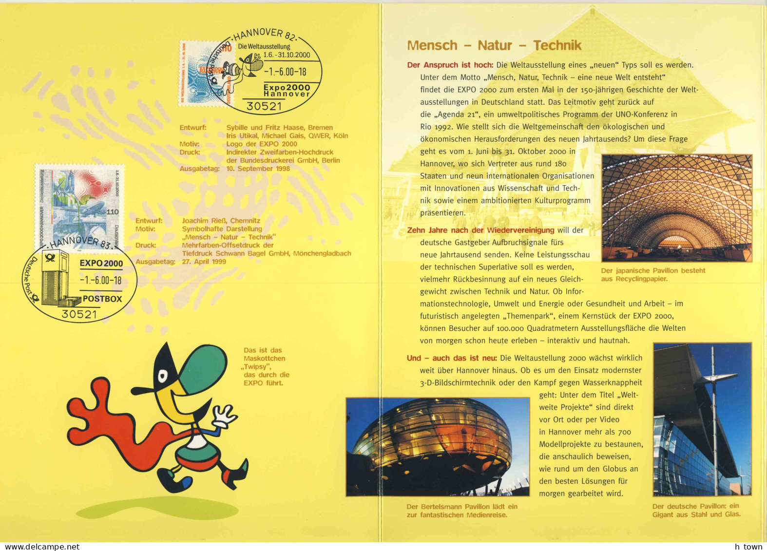 621  Exposition Universelle De 2000, Hanovre: Doc. 1er Jour - World's Fair EXPO 2000 Hannover: First Day Sheet - 2000 – Hanovre (Allemagne)
