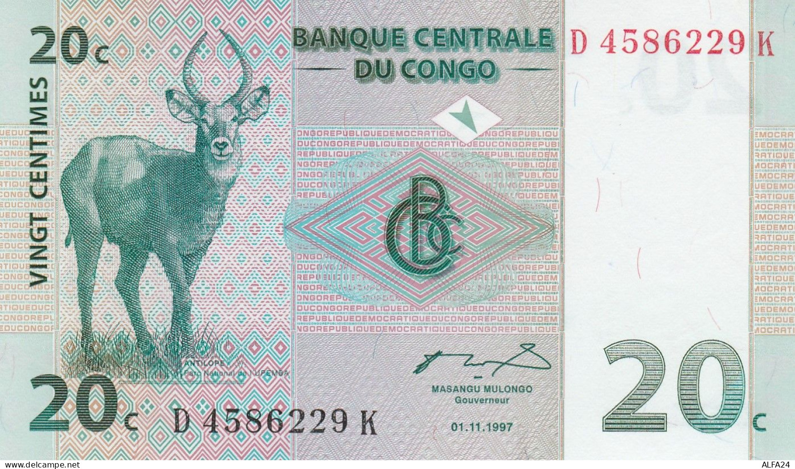 CONGO 20 CENTIMES -UNC - Republic Of Congo (Congo-Brazzaville)