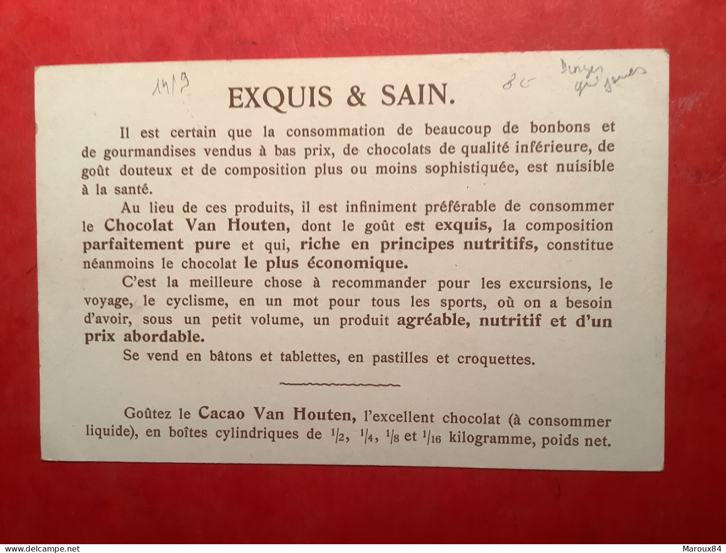 Image 14/9 Cacao Et Chocolat Van Houten Singes Humanises Qui Jouent - Van Houten