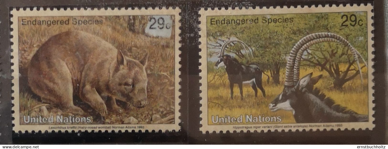 UN New York 1993 Wildtiere Mi 644/47** Nur Die Säuger 2v Von 4v Im Angebot - Nuovi