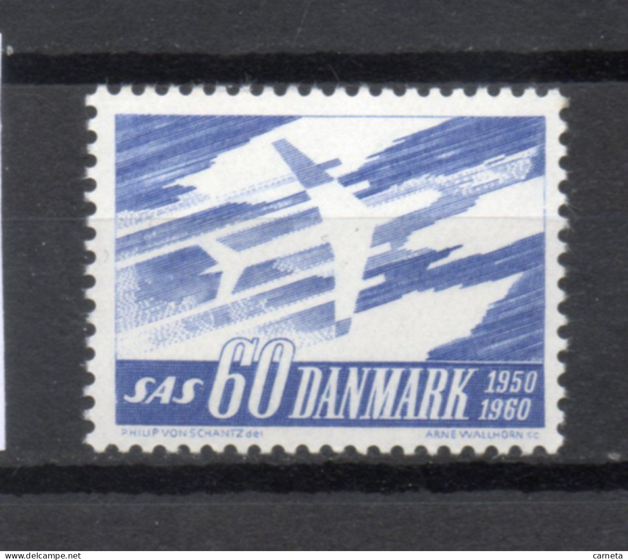 DANEMARK   N° 396a  PAPIER FLUORESCENT   NEUF SANS CHARNIERE  COTE  9.00€    AVION - Unused Stamps