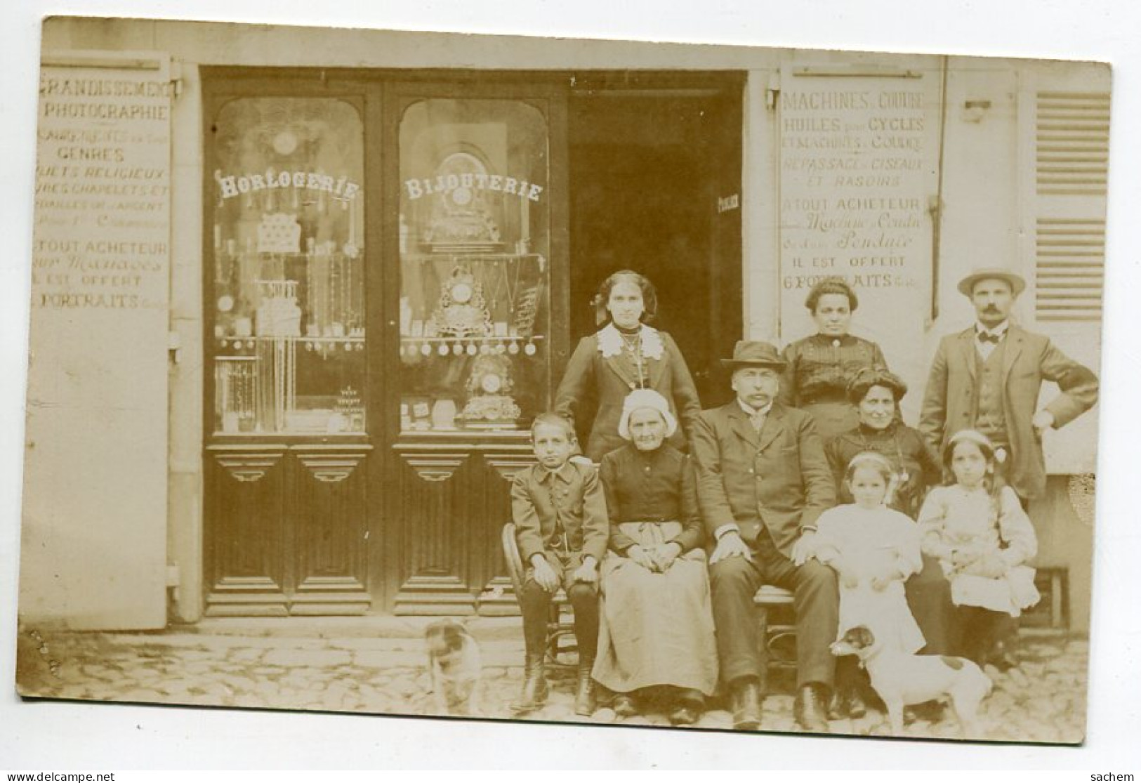 63 A Localiser Belle CARTE PHOTO Commerce Bijouterie Horlogerie PRULIER ? Patrons Enfants  1910  D07 2021 - Aigueperse