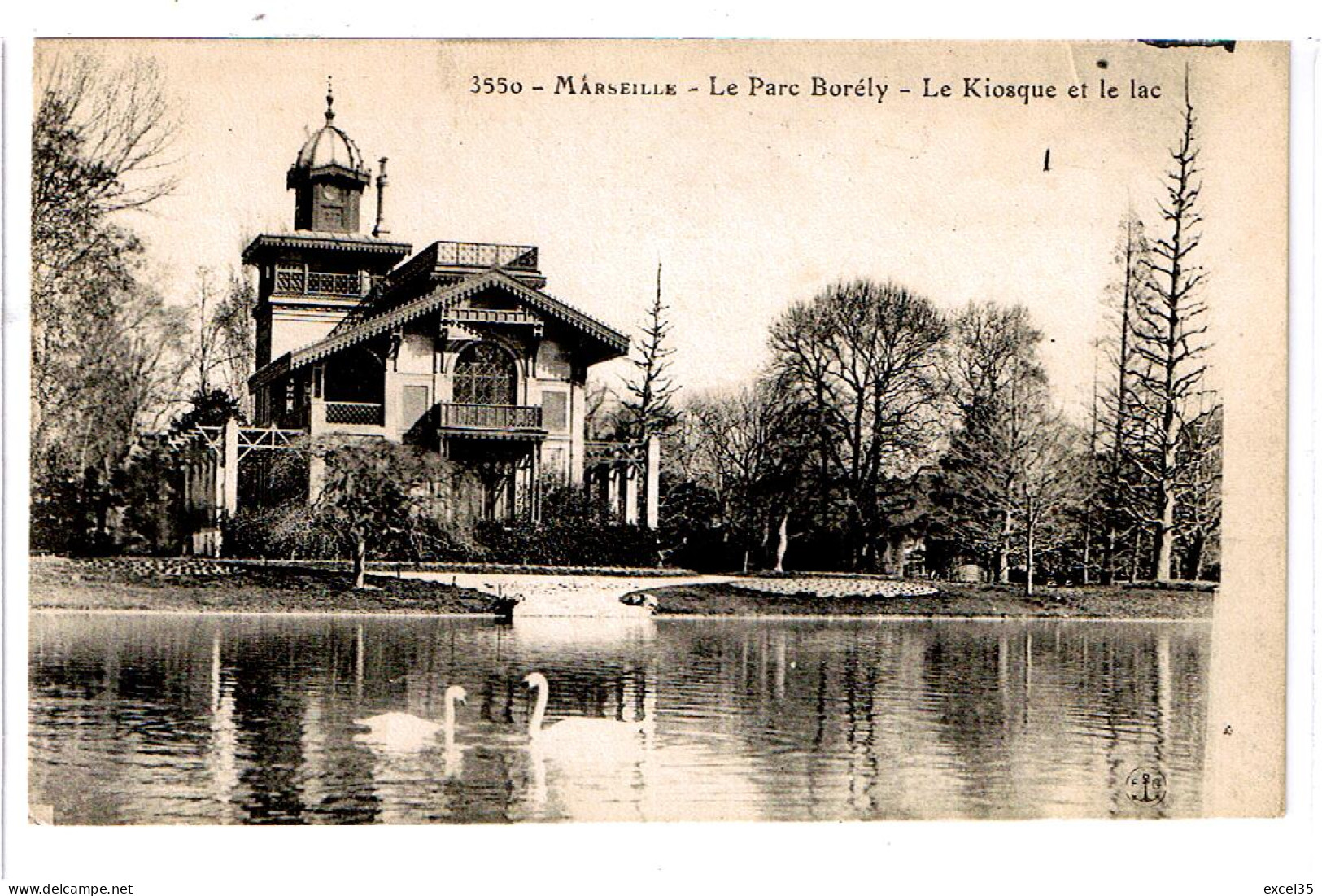 13 MARSEILLE Le Parc BORELY, Le KIOSQUE Et Le LAC - Editions E LACOUR N°3550 - Cygne - Parks