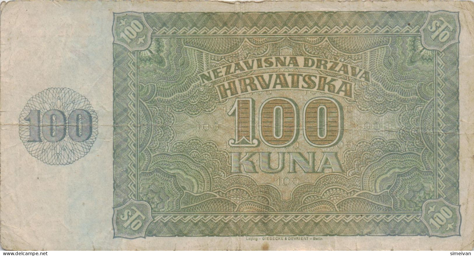 Croatia 100 Kuna 1941 P-2a Banknote Europe Currency Croatie Kroatien #5320 - Kroatien