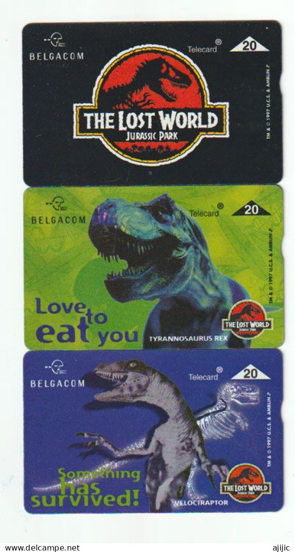 BELGIQUE. BELGACOM.Jurassic Park (film).  3 Differents Phonecards - Telecards - Cinema