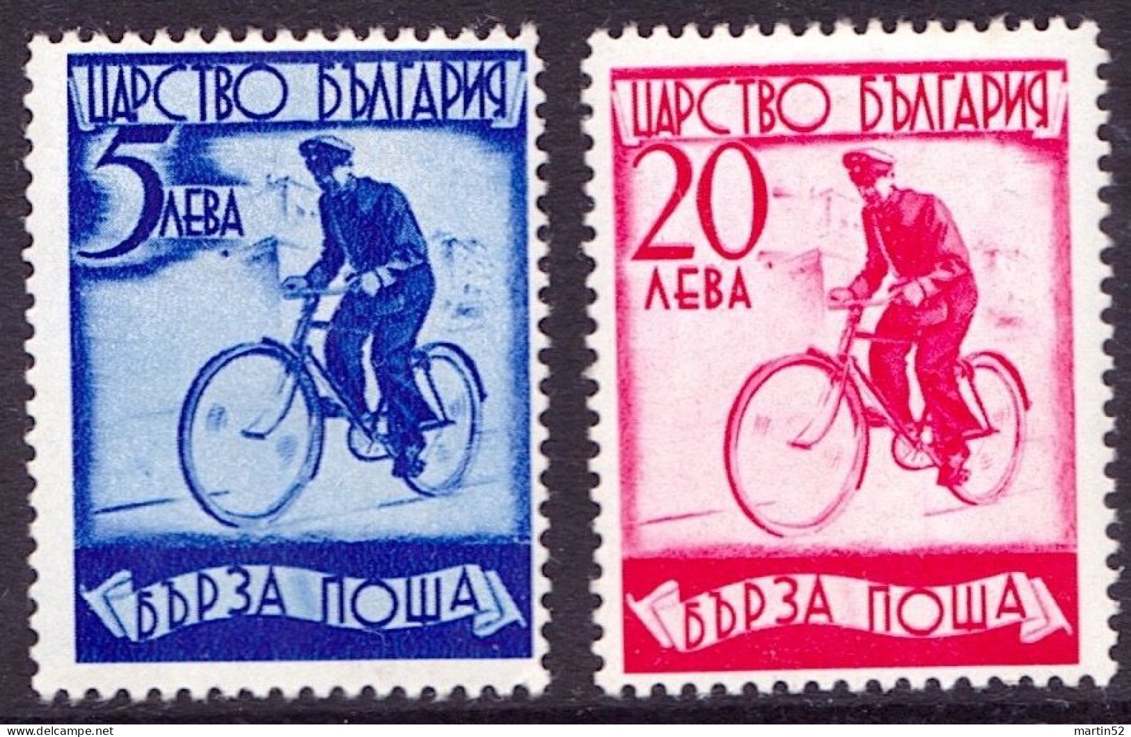 Bulgaria 1939: Michel-N° 365+369 EXPRESS-stamps (Velo - Bicycle) Pris Du Jeu / Single From Set * Falzspur Trace MLH - Vélo