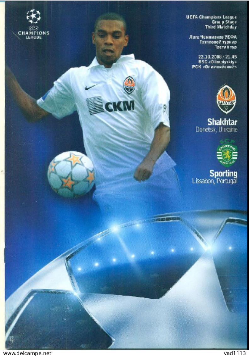 Official Program Champions League 2008-09 Shakhtar Ukraine - Sporting Portugal - Boeken